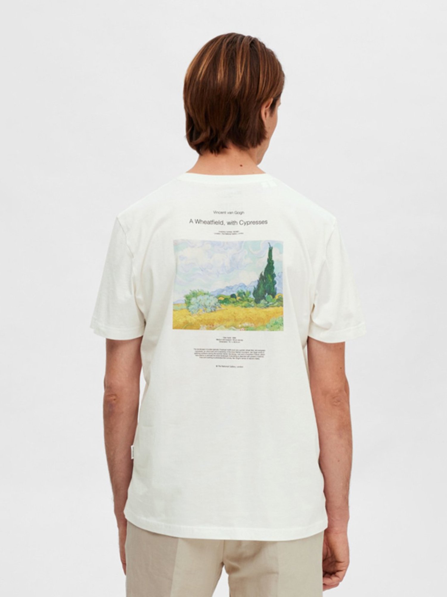 SELECTED HOMME White Slim Fit Printed Crew T-Shirt