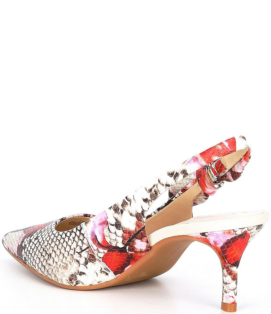 Alex Marie Aaileen Floral Snake Print Bow Slingback Pumps