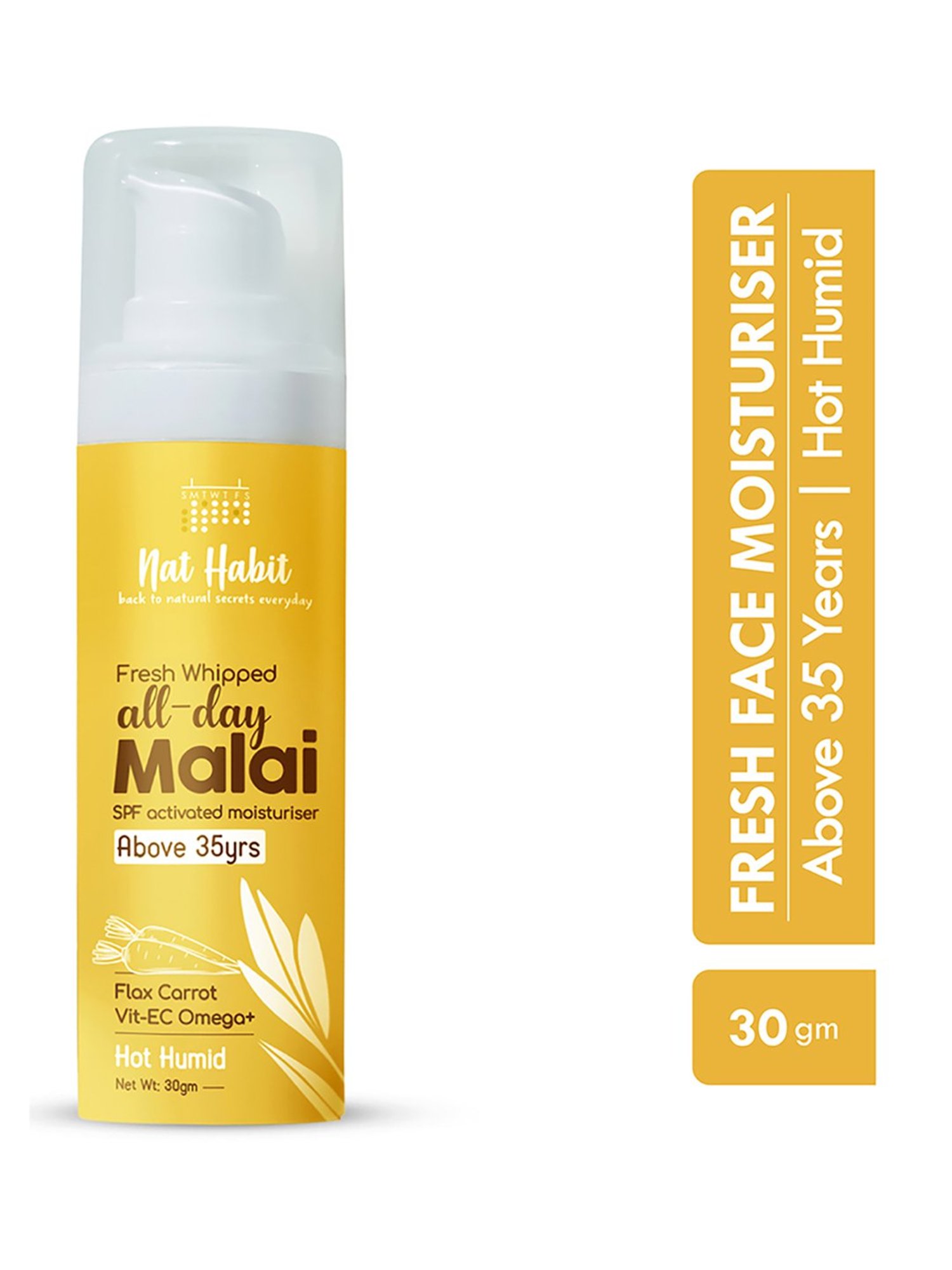 Nat Habit Flax Carrot Vit-EC Omega Fresh Whipped All-Day Malai Face Moisturiser - 30 gm