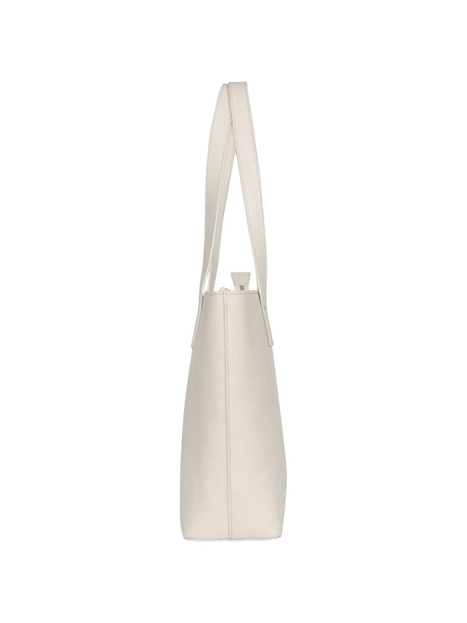 Favore White Solid Medium Tote Handbag with Pouch