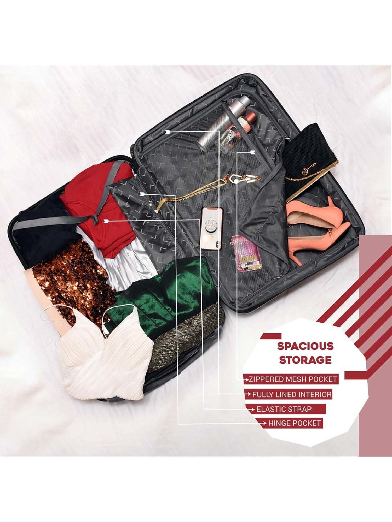 Nasher Miles Fifth Avenue Expander Hard-Side Polycarbonate Check-in Maroon 28 Inch|75CMTrolleyBag