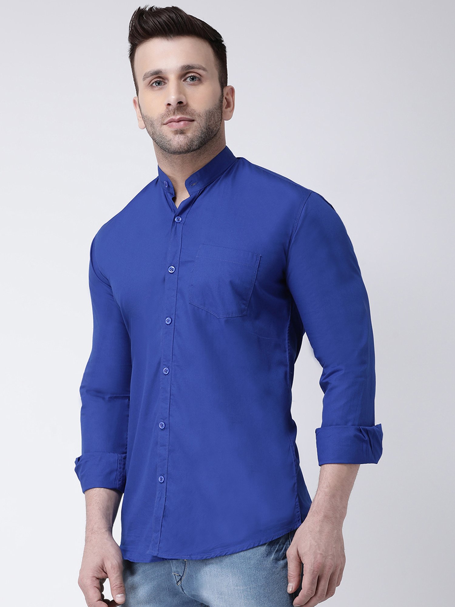 Hangup Plus Royal Blue Slim Fit Pure Cotton Shirt