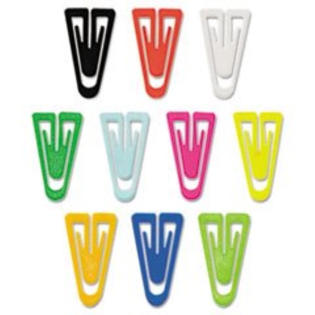 Advantus PC0600 GEM Plastic Paper Clips, Plastic, Large (1-3/8"), Assorted Colors, 200/Box