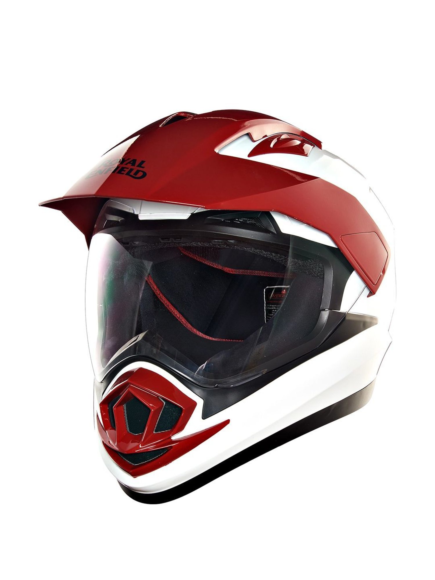 Royal Enfield White & Red Textured Medium Helmet