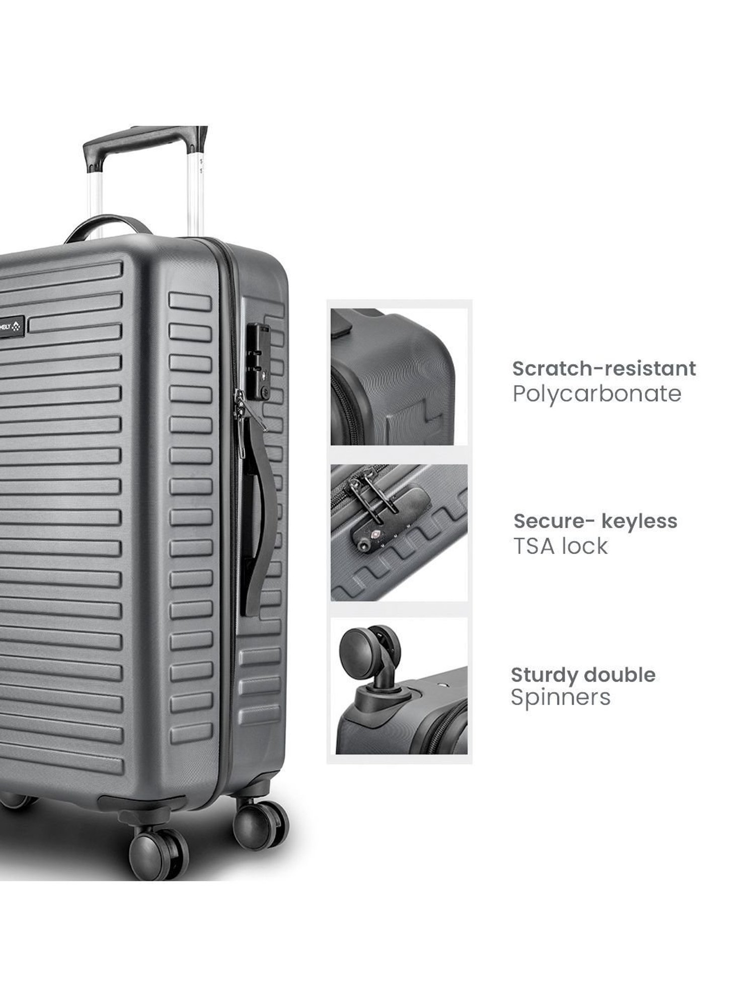 Assembly Grey & White Textured Trolley Set of 3 - 20 inch, 24 inch & 28 inch