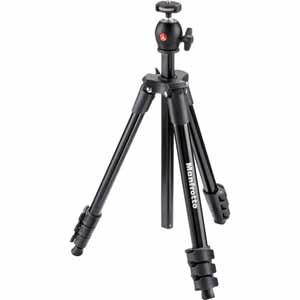 Manfrotto 4-Section Compact Light Aluminum Tripod with Built-in Ballhead, Black