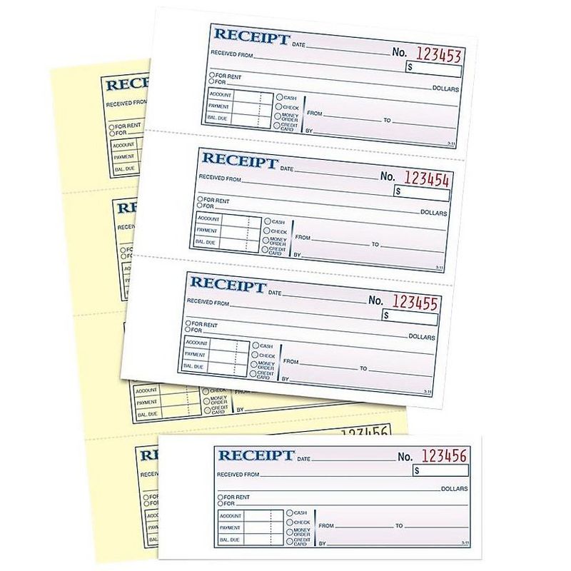 Adams Money/Rent Receipt Book Carbonless 2-Part 7-5/8"x11" WE DC1182