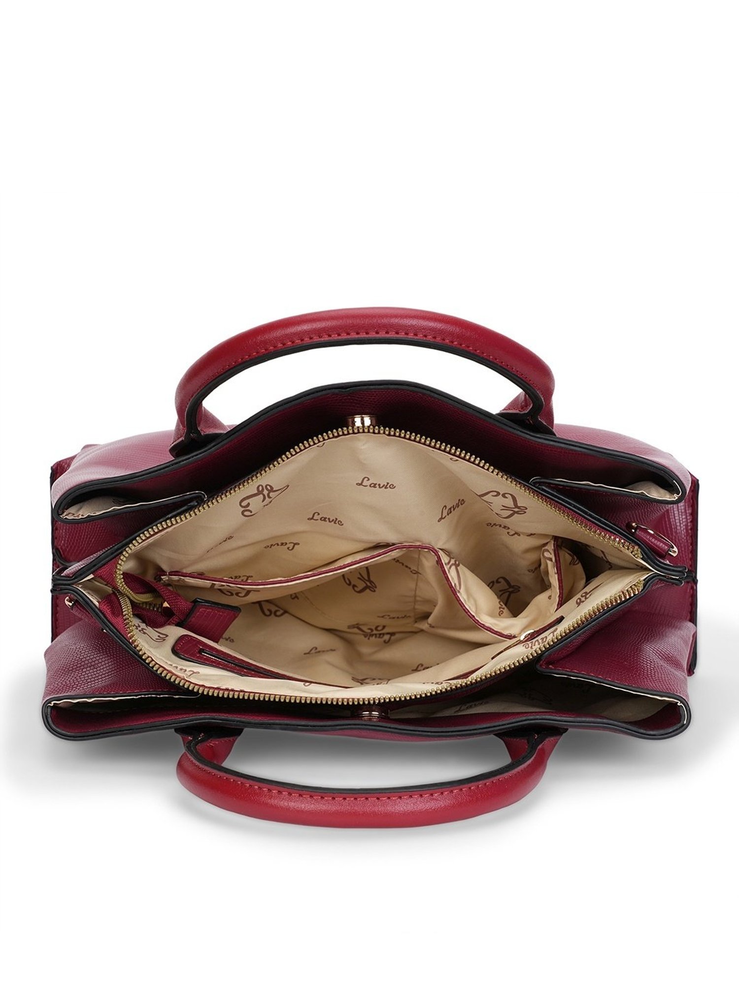 Lavie Liz Tallon Maroon Synthetic Textured Handbag