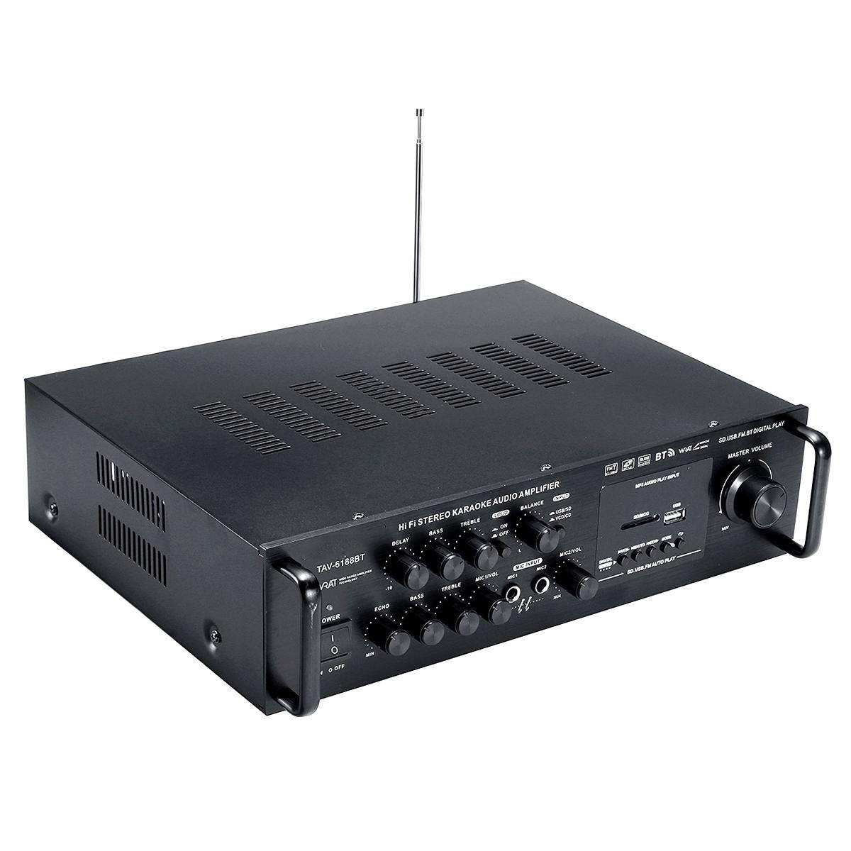 2000W Home Car Amplifier Stereo bluetooth Subwoofer Music Audio Amplifier FM USB SD Karaoke KTV Home Theater Sound System