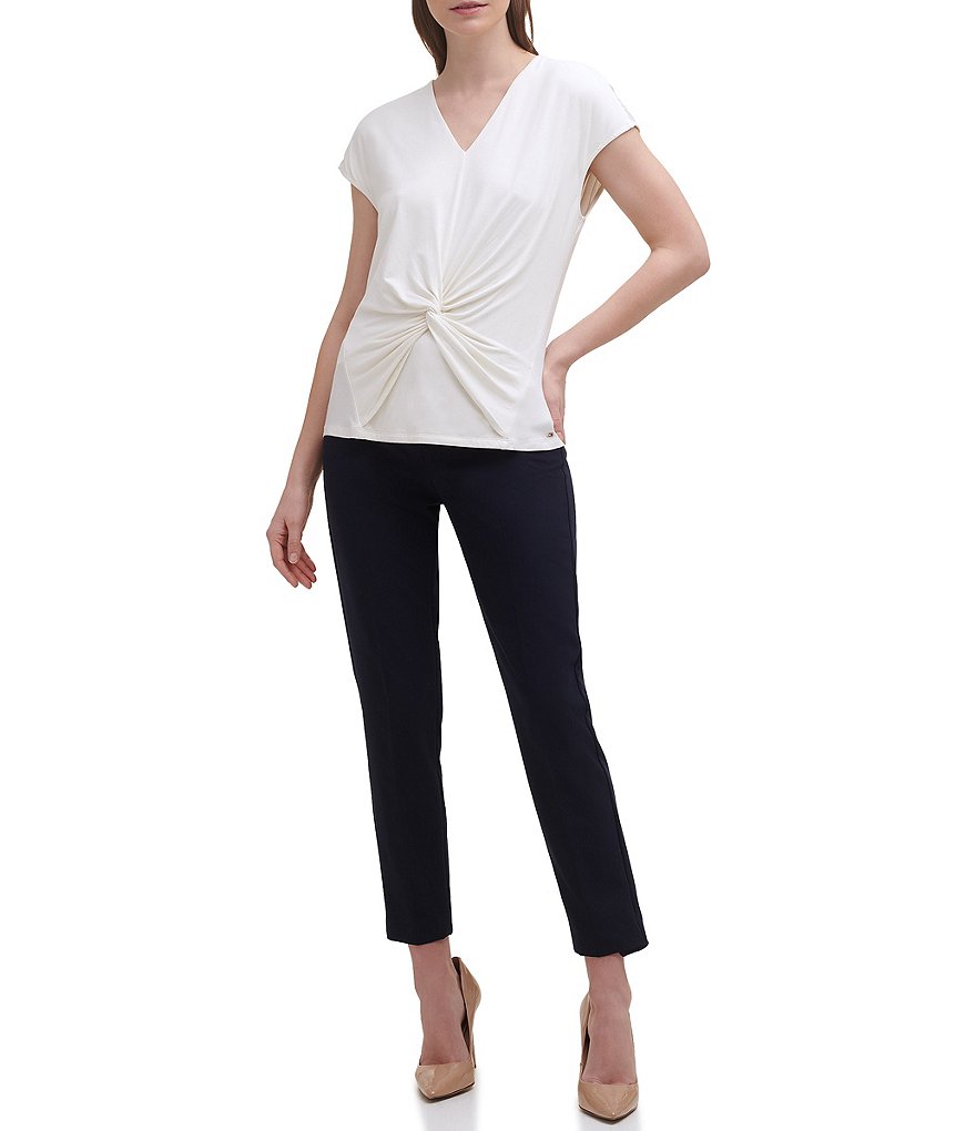 Tommy Hilfiger Twist Front Cap Sleeve Jersey Top