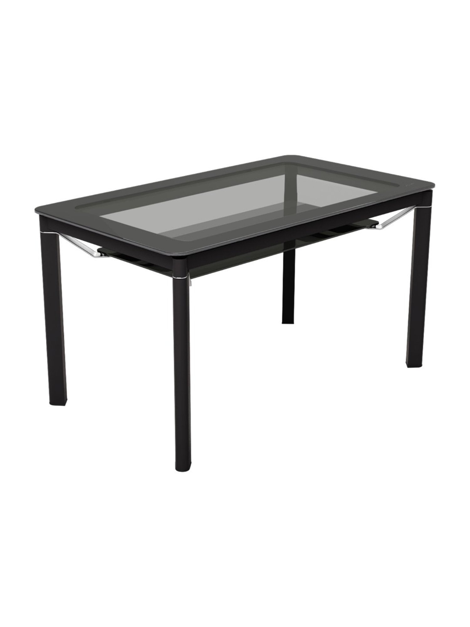 Godrej Interio Brawn Black Tempered Glass 6 Seater Rectangular Dining Table