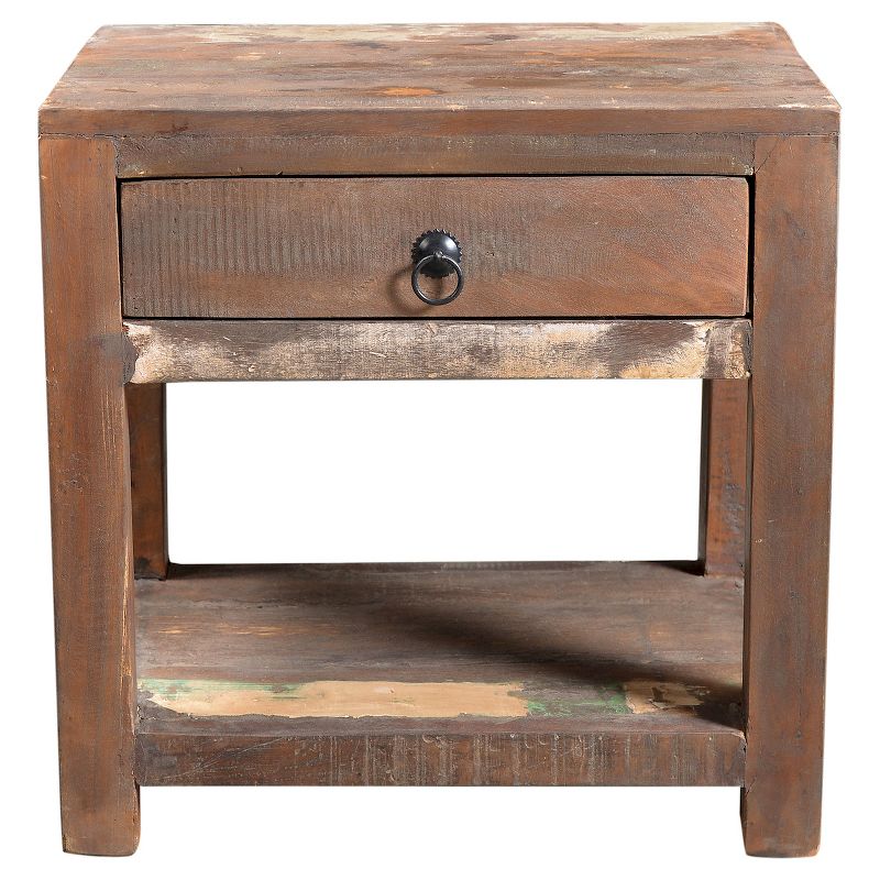 Reclaimed Wood Side Table and Drawer Natural - Timbergirl