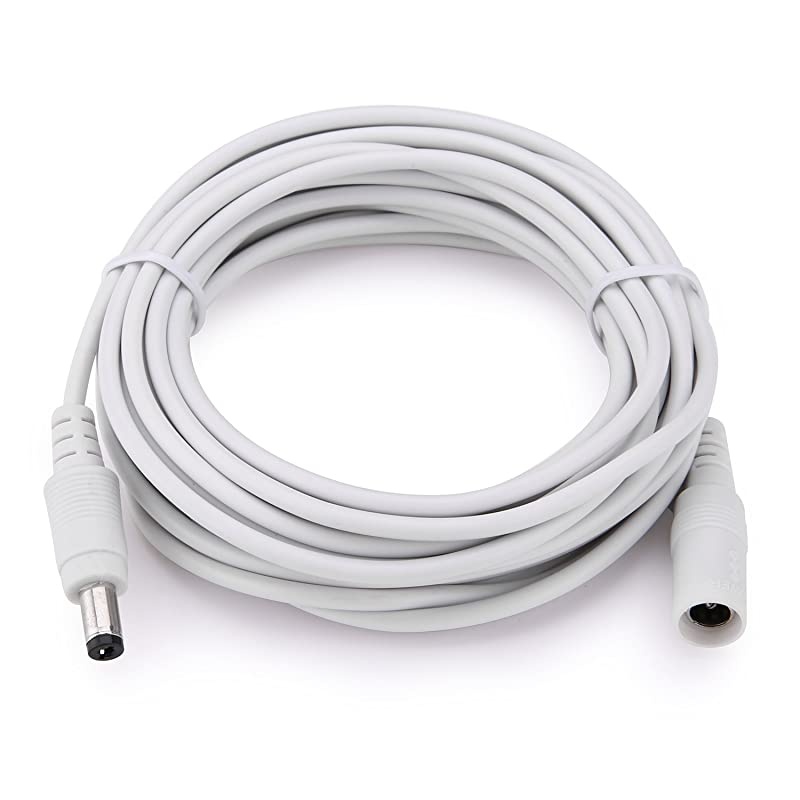 Power Extension Cable 165ft 21mm x 55mm Compatible with 12V DC Adapter Cord for CCTV Security Camera IP Camera Standalone DVR165ft DC55mm Plug White