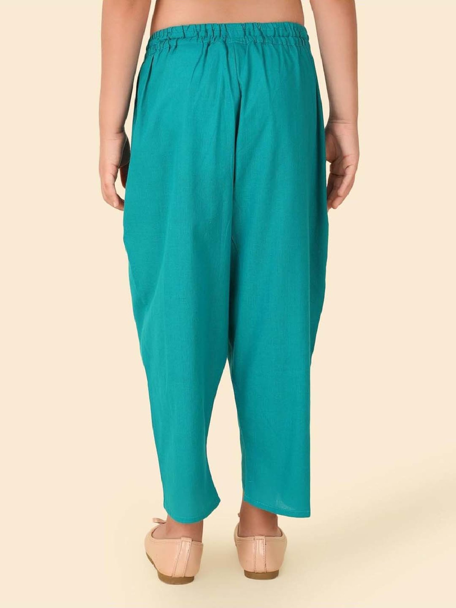 Fabindia Girls Rust & Blue Cotton Printed Salwar Set