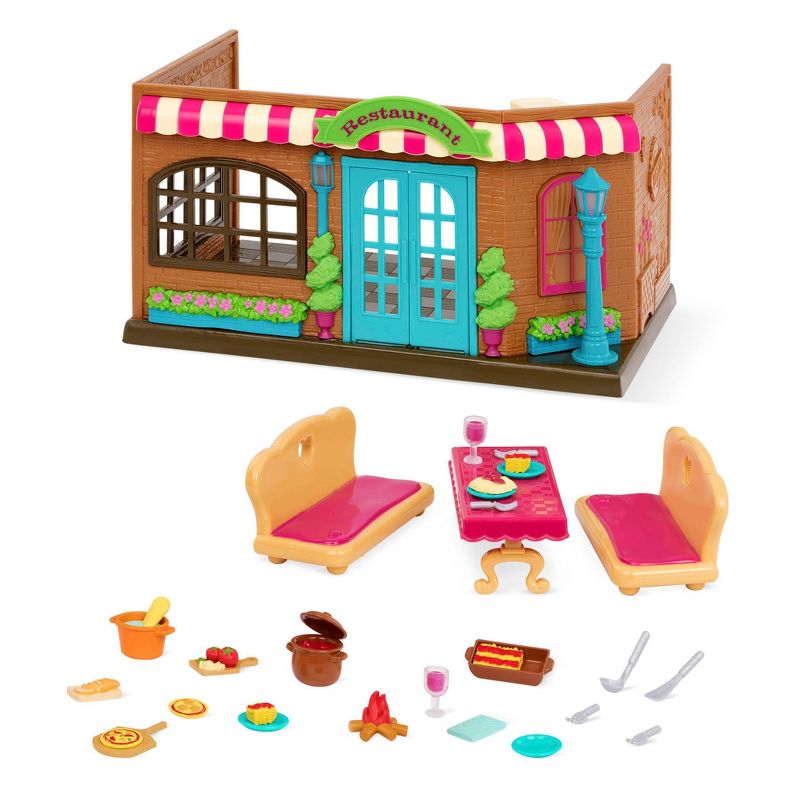 Li'l Woodzeez Restaurant Playset with Toy Food 31pc - Pass-the-Pasta Restaurant