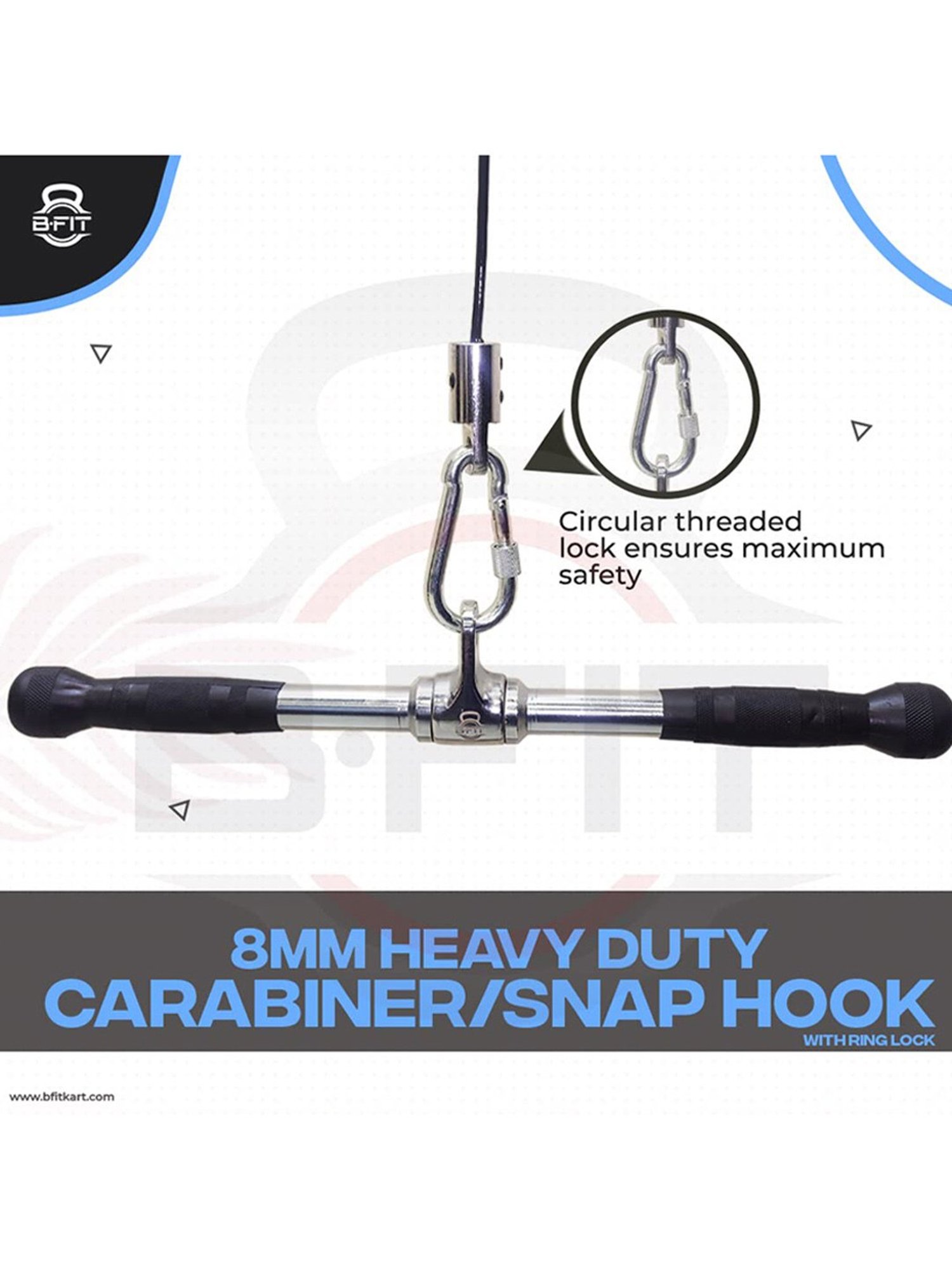 B Fit Spring Hooks with Round Lock and Regular Lock 8 mm 4 Piece (Silver)