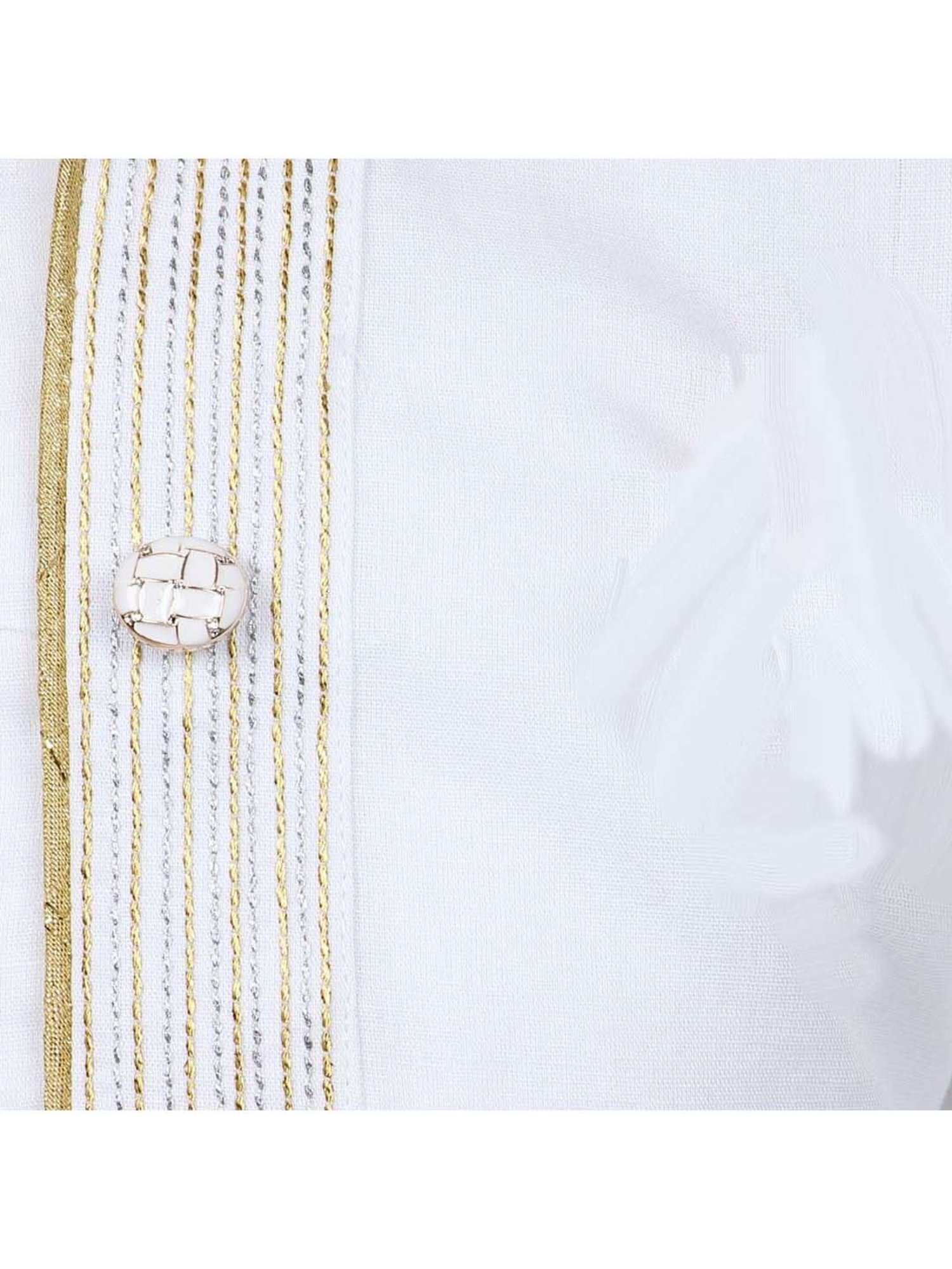 AJ Dezines Kids White Cotton Embroidered Full Sleeves Kurta Set