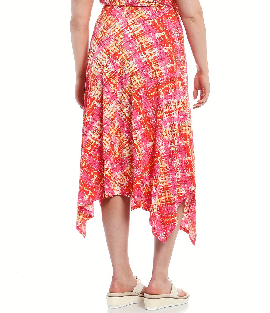 Ruby Rd. Plus Size Solar Patchwork Print Sharkbite Hem Skirt