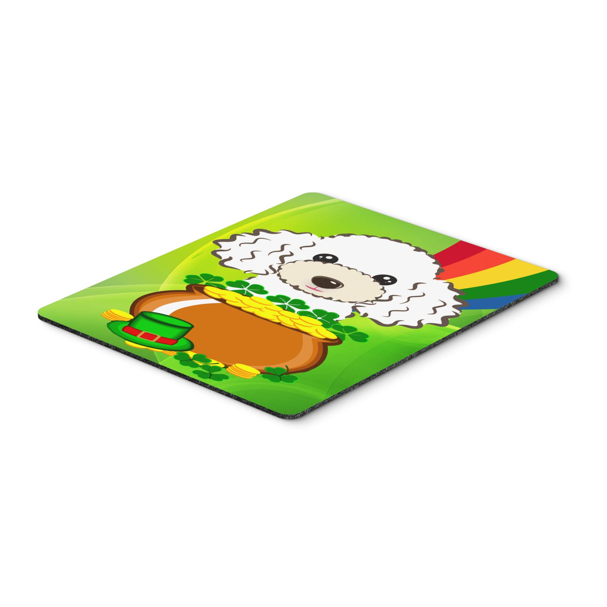 White Poodle St. Patrick's Day Mouse Pad, Hot Pad or Trivet BB2001MP