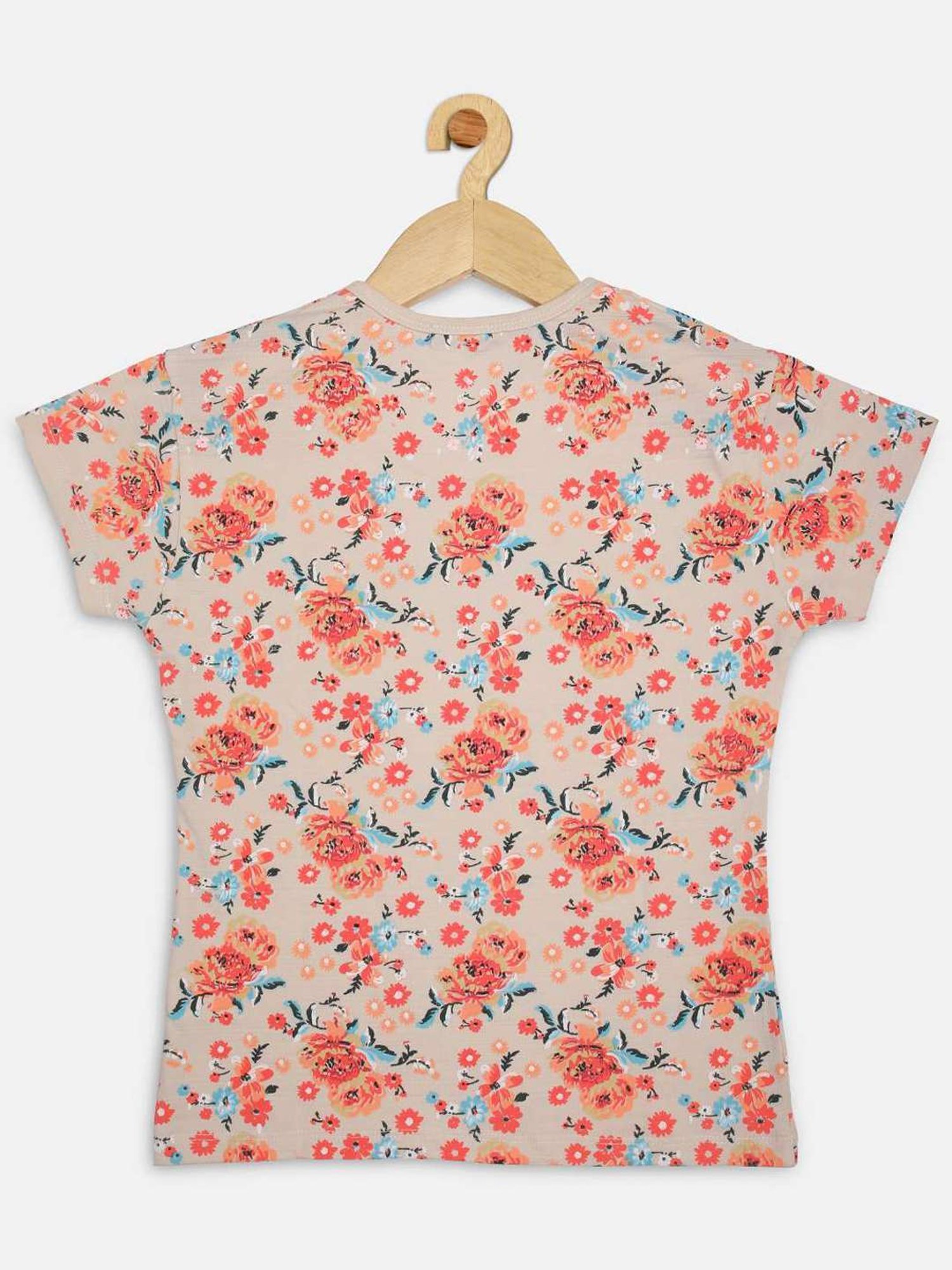ZIAMA Kids Orange & White Floral Print Top