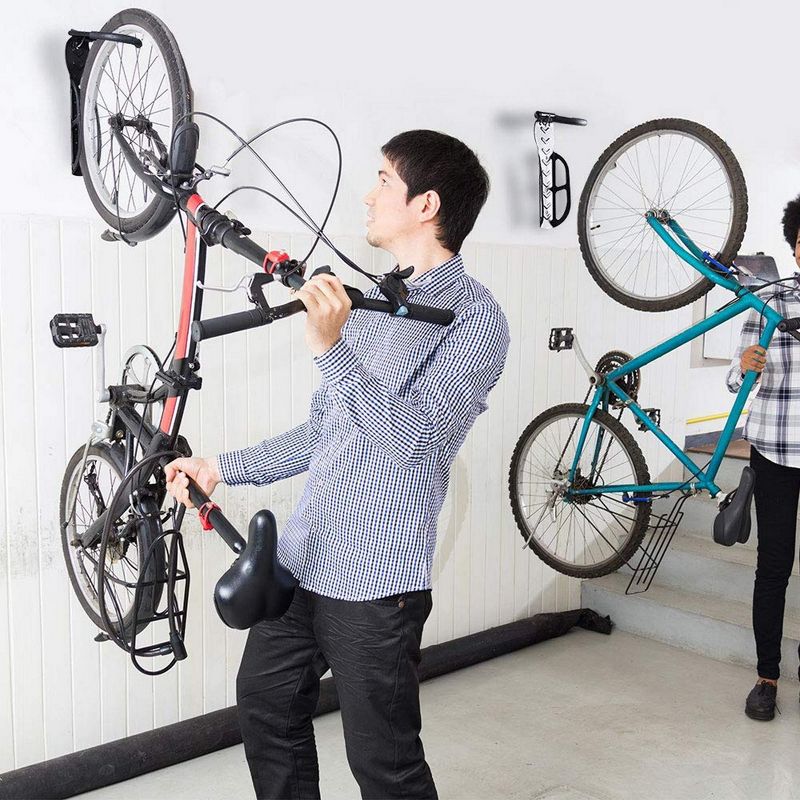 Juvale 2 Pack Wall Mount Bicycle Rack w/Screw, Heavy Duty Bike Rack Hanger, Bike Hook Holder, Bike Storage