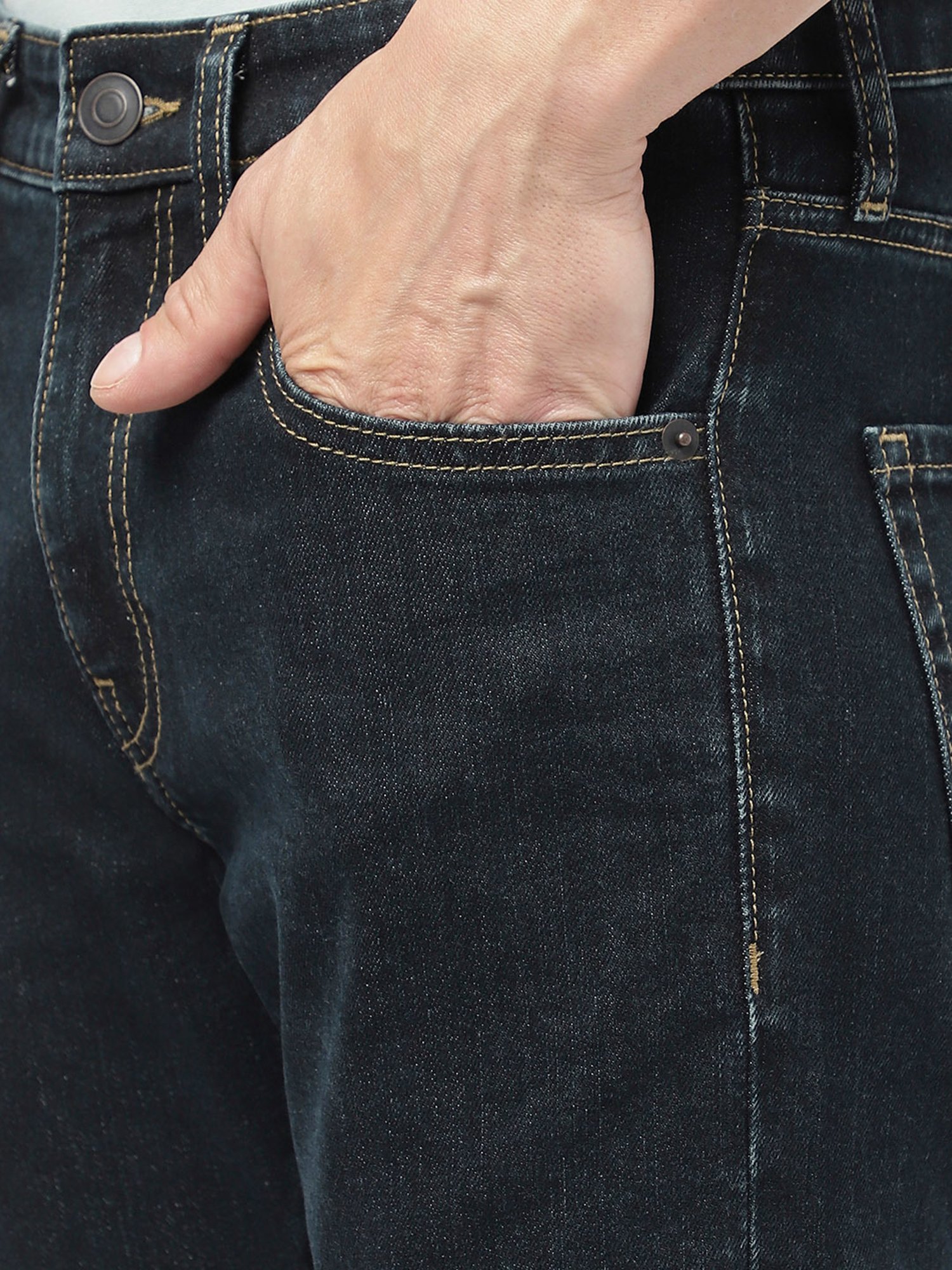 Passion Dark Blue Regular Fit Lightly Washed Jeans