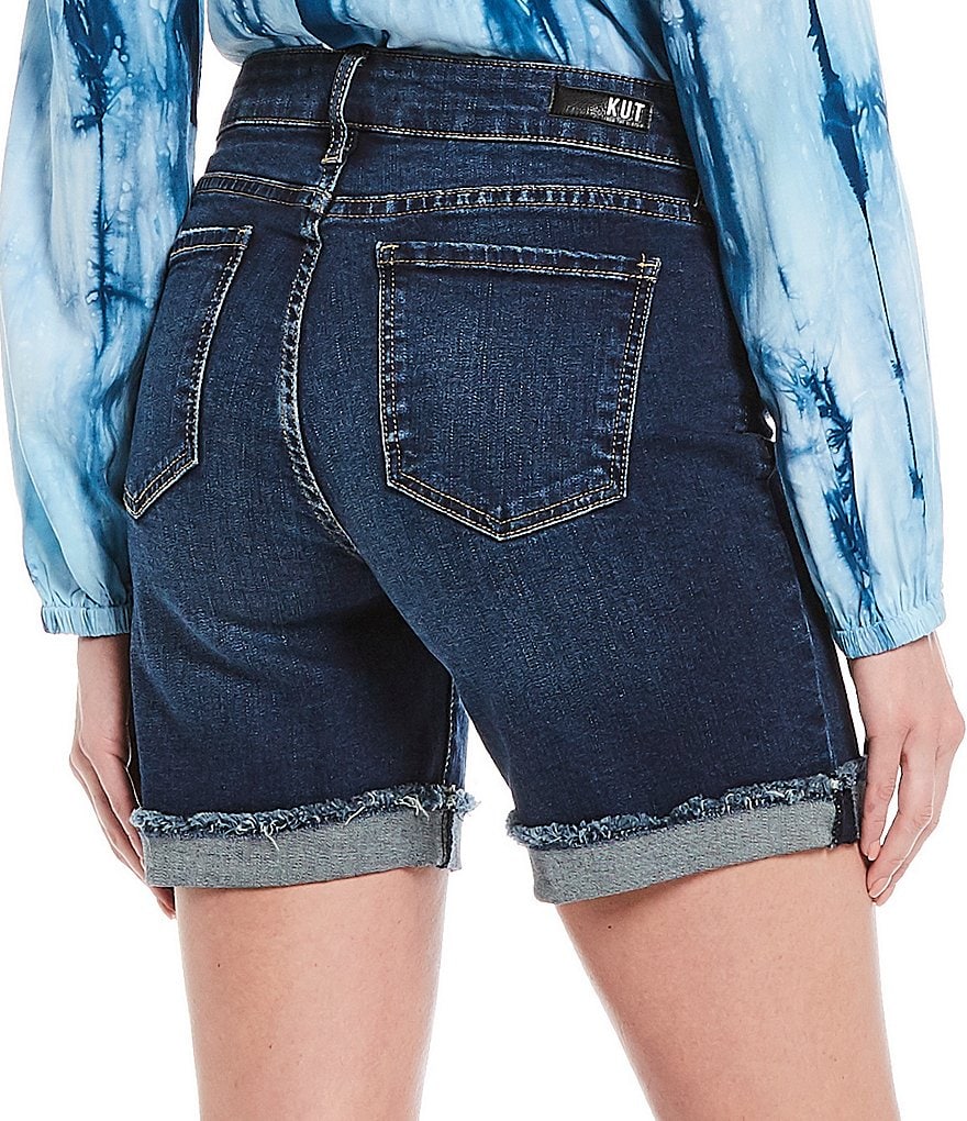 KUT from the Kloth Catherine Destruction Detail Roll-Up Fray Hem Shorts