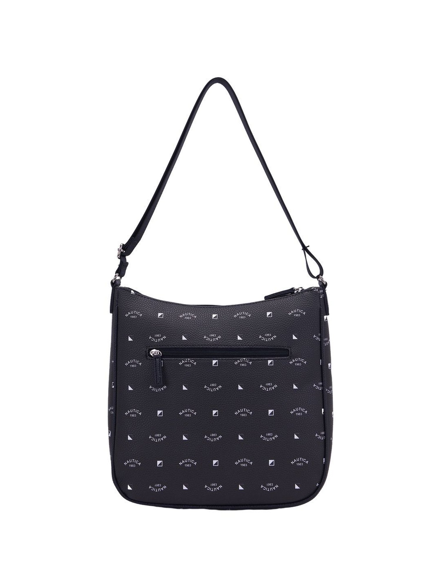 Nautica Black Printed Medium Hobo Handbag