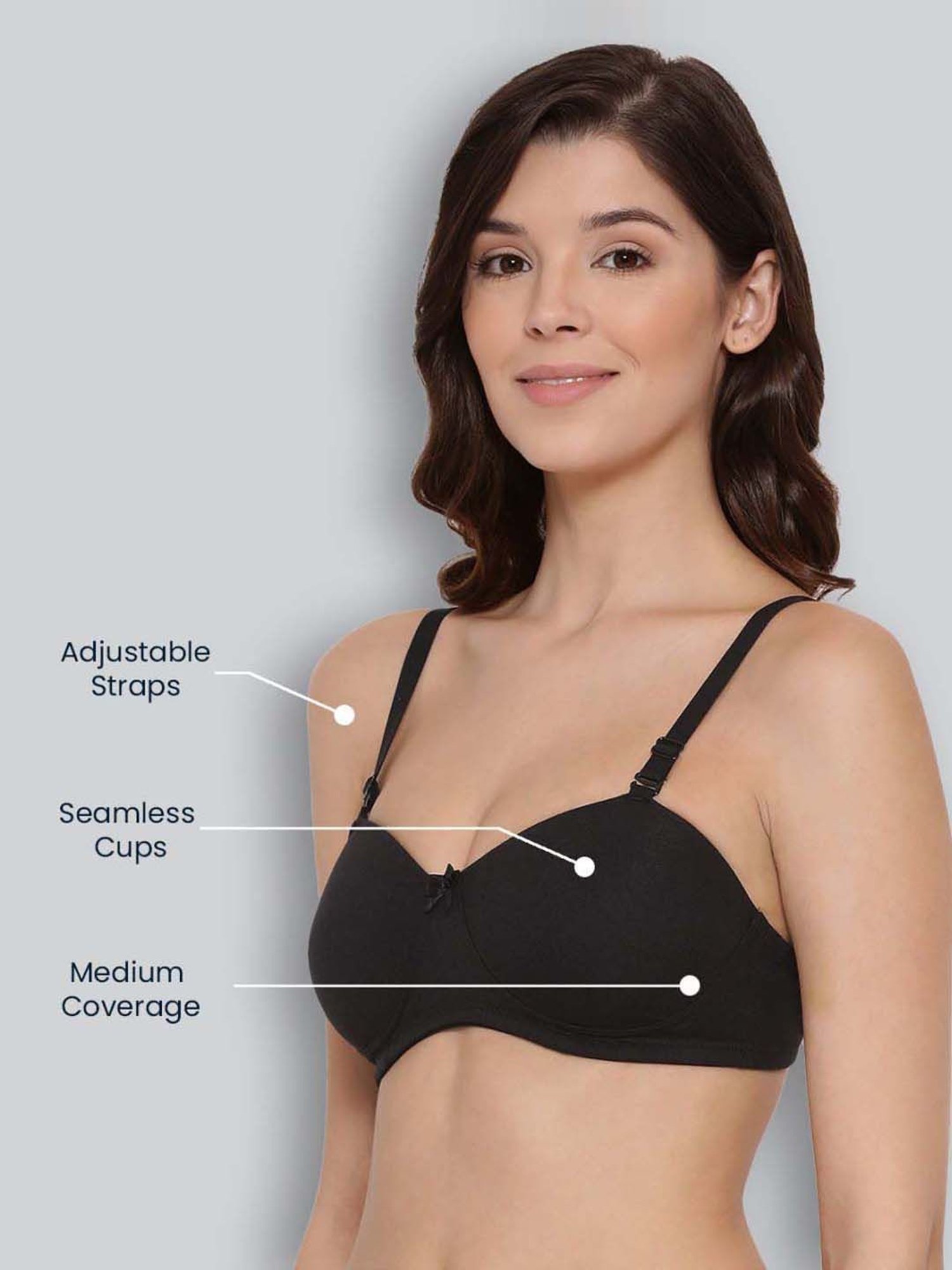Lyra Black Cotton Seamless Bra