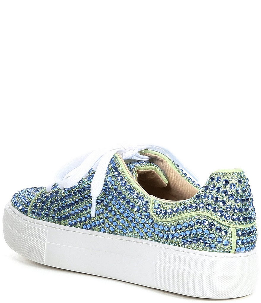 Blue by Betsey Johnson Sidny Rhinestone Embellished Platform Lace-Up Sneakers