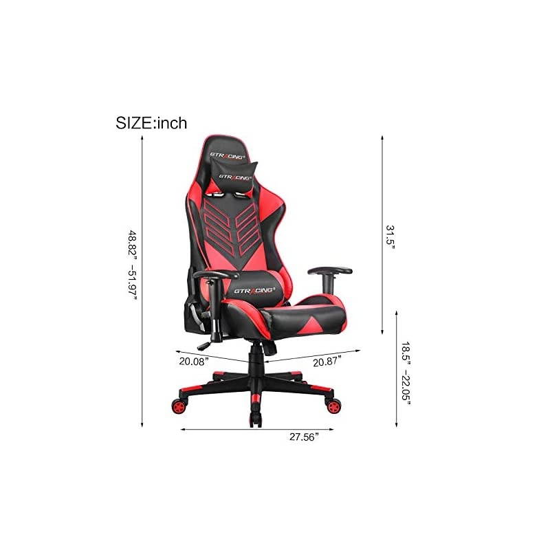 Chair Racing Office Chair Pu Leather High Back Computer Desk Chair Ergonomic Swivel Chair with Headrest and Lumbar Support Blue