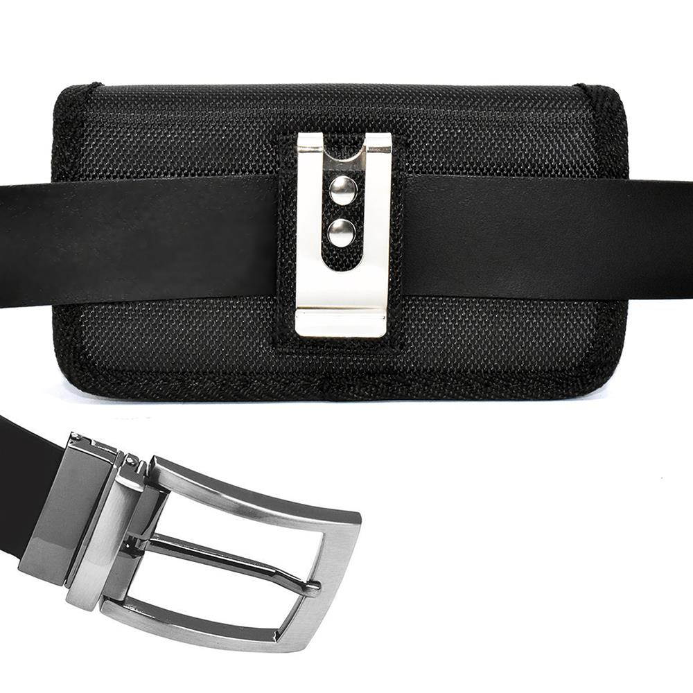 Heavy Duty Rugged Canvas Case with Hook and Loop Locking Clip Closure and Metal Clip on The Back Compatible with BLU Studio One Plus Devices(Fits With Otterbox Defender,Commuter,LifeProof Cover On It)