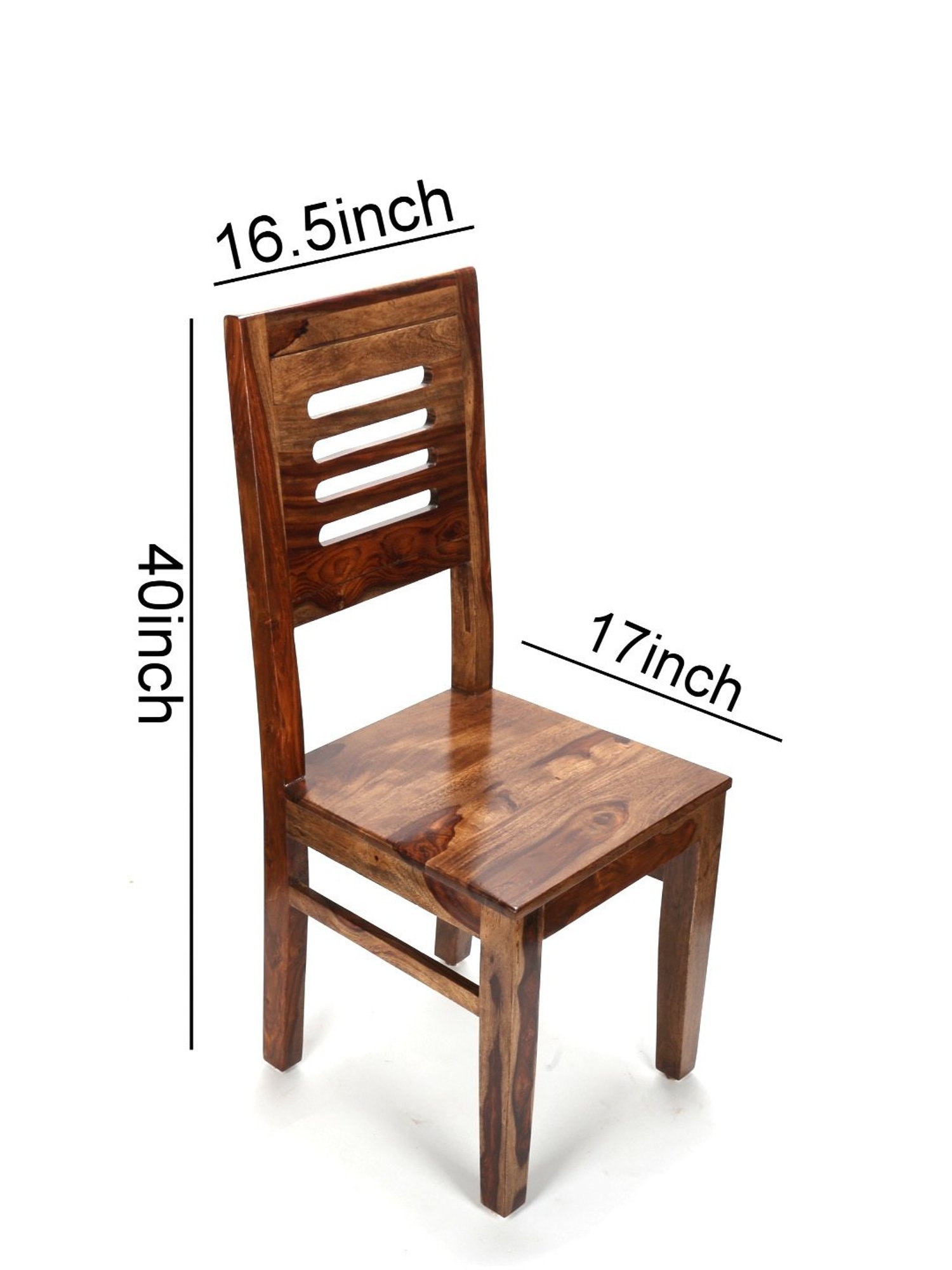 Ikiriya Oliver Solid Brown Wood Dining Chair Teak Finish - Set of 2