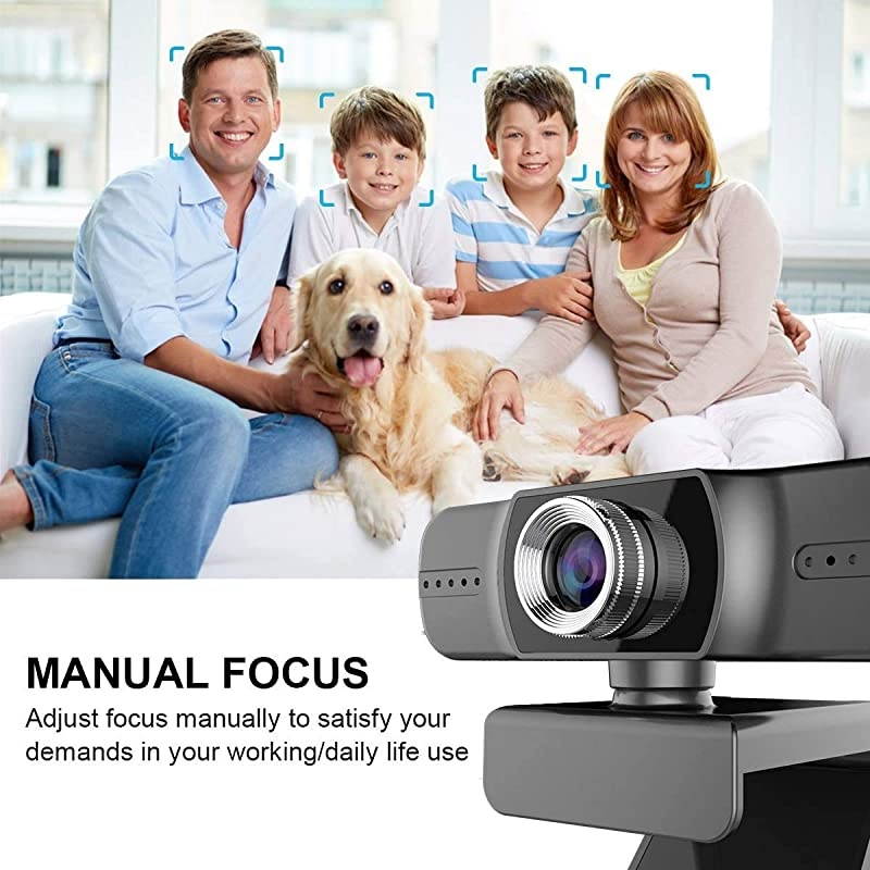Webcam 1080P  Manual Focus Full HD Live Stream Web Camera for Video Calling and RecordingLaptop Camera with Builtin MicsComputer USB Webcam with Widescreen and 360 Degree Rotatable Clip