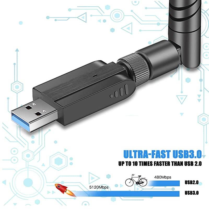 USB WiFi Adapter 1200Mbps  USB 30 Wireless Network Adapter 80211ac WiFi Dongle with Dual Band 24GHz 58GHz 5dBi Antenna Supports Windows 10 8 7 Vista XP Mac1061013 Linux