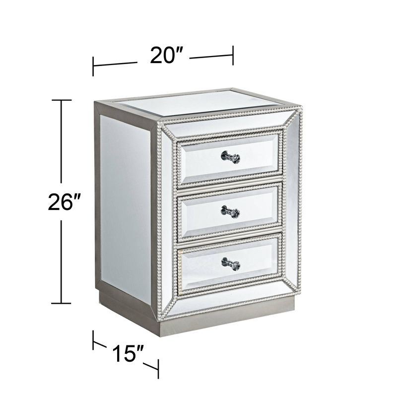 Coast to Coast Trevi 20" Wide 3-Drawer Silver Mirrored Accent Table
