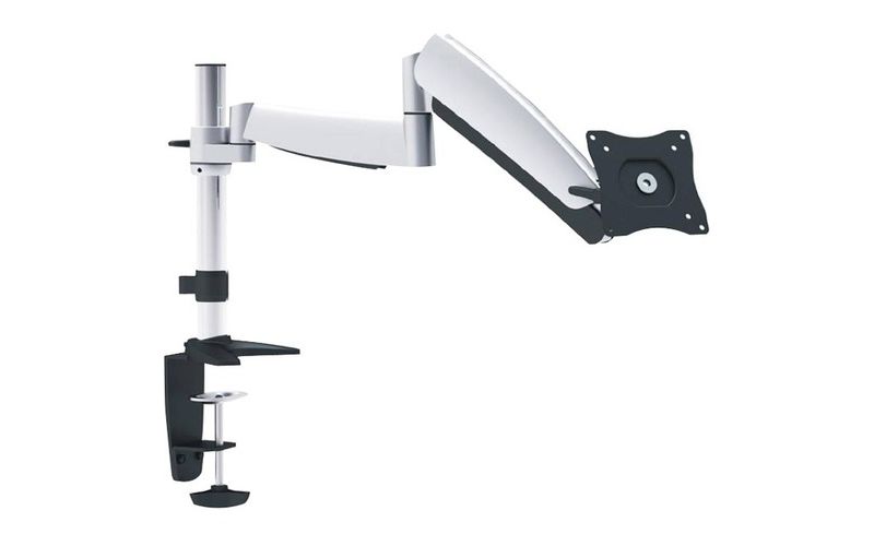 Ergotech Single 320 Series Articulating LCD Monitor Arm - 14" pole - Silver - Desk Clamp + Grommet Mount - Single w/Adjustable & Fixed Link