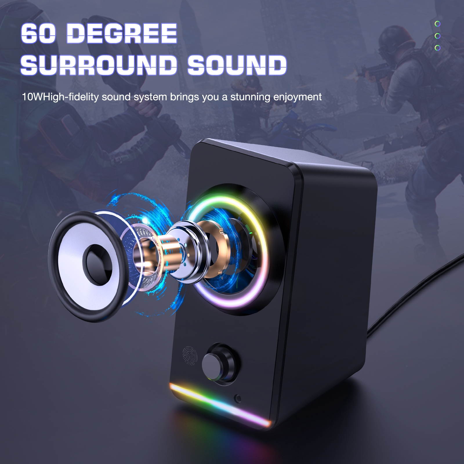 X6 5Wx2 USB Wired Speaker with RGB Lighting & 3.5mm AUX Interface, Cable Length: 1.3m(Black)
