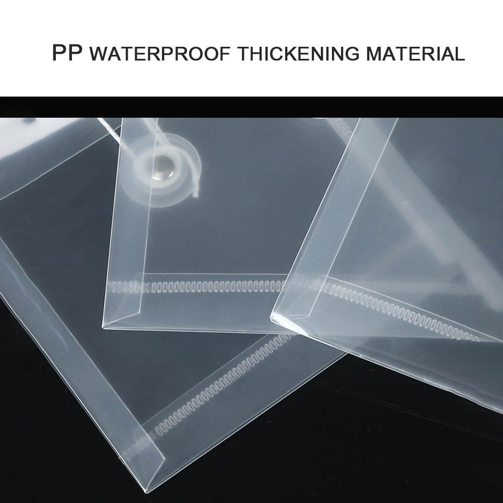 A6 Transparent File Document Bag Pouch Plastic Envelope Mini Storage Organizer with Button & String Tie Clouse for Home Office School Use