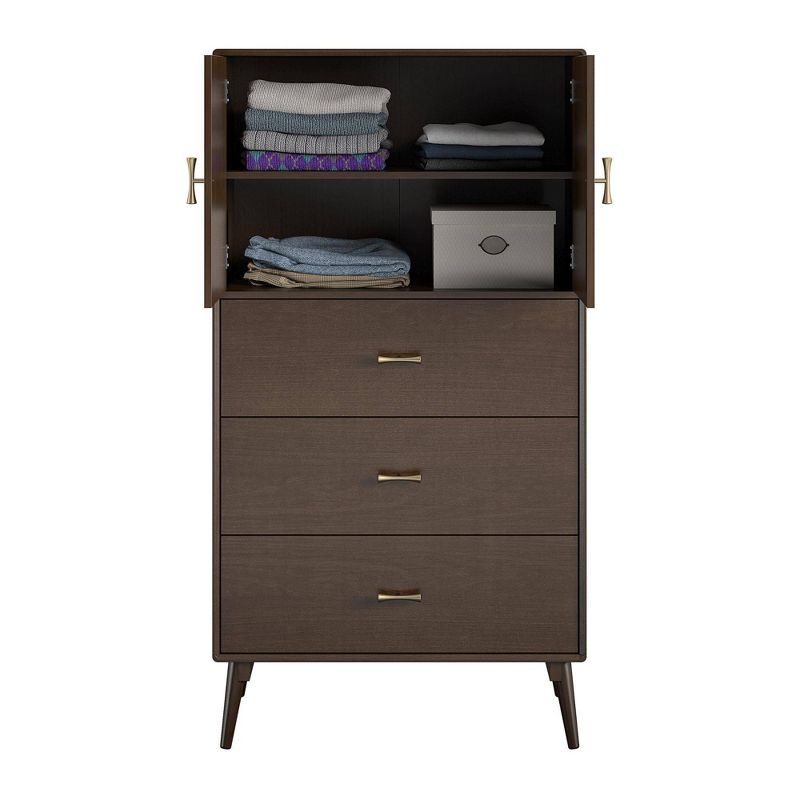 Brittany Tall 3 Drawer Dresser Walnut - Novogratz