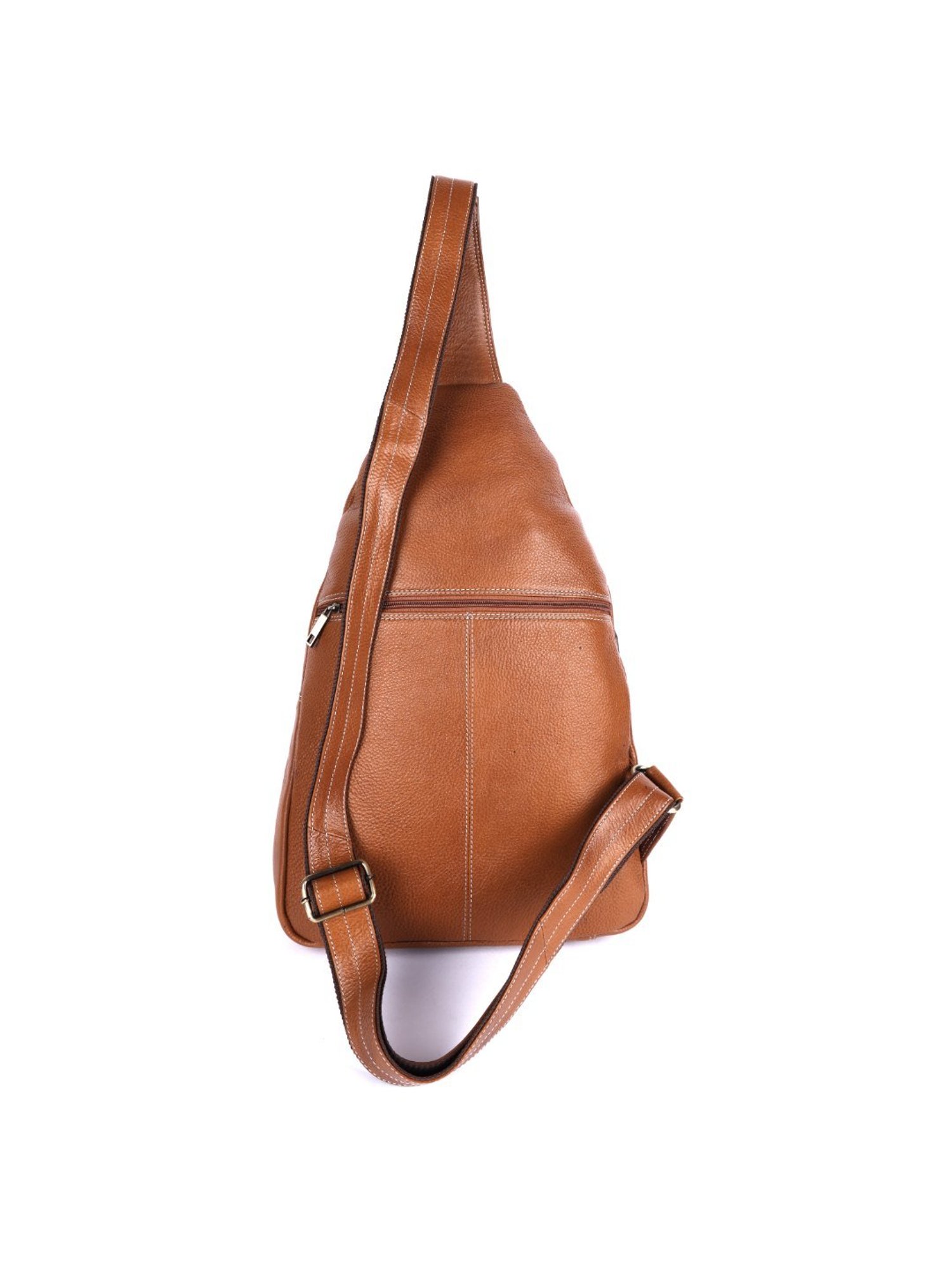 HiLEDER Pure Genuine Leather Sling Cross Body Outdoor Passport Chest Bag for Men and Women, Tan