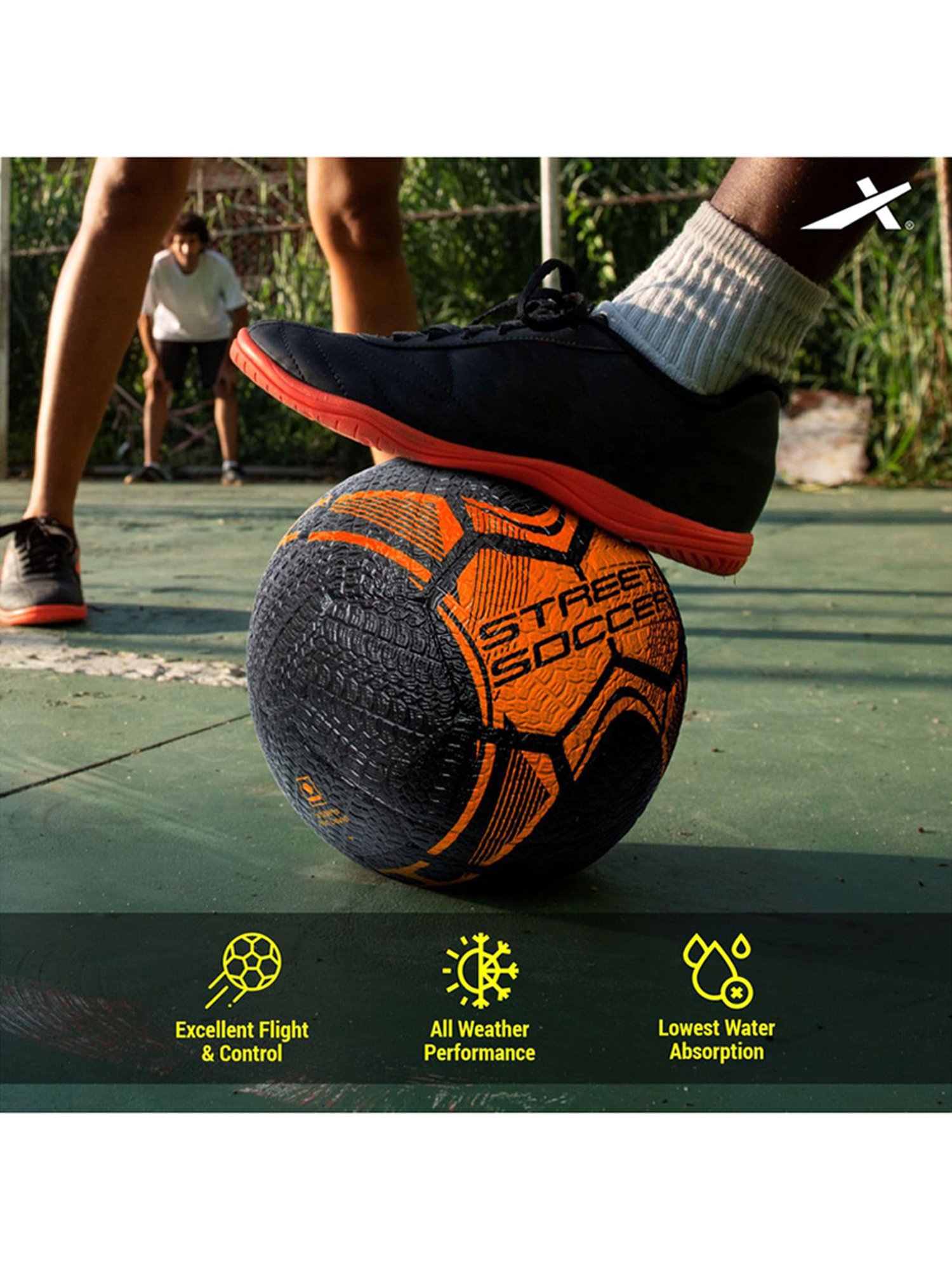 Vector X Street Soccer Rubber Moulded Football (Black & Orange) Size - 5