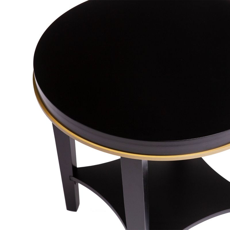 Kowya Round Accent Table with Shelf Black/Gold - Aiden Lane
