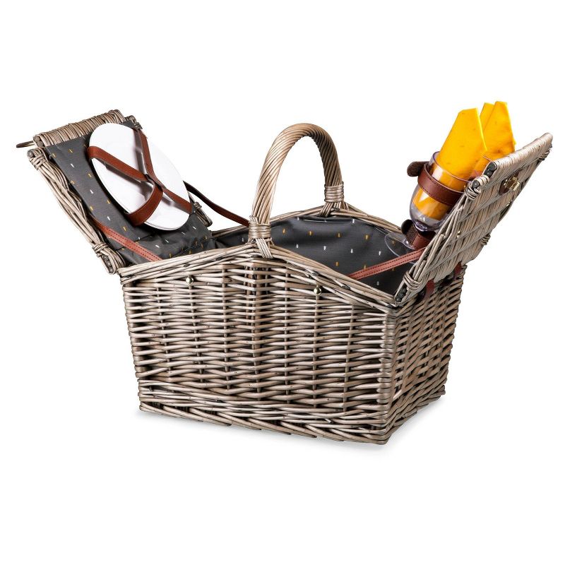 Picnic at Ascot Insulated Picnic Basket/Cooler Fully Equipped with Service for 2 - Trellis Green