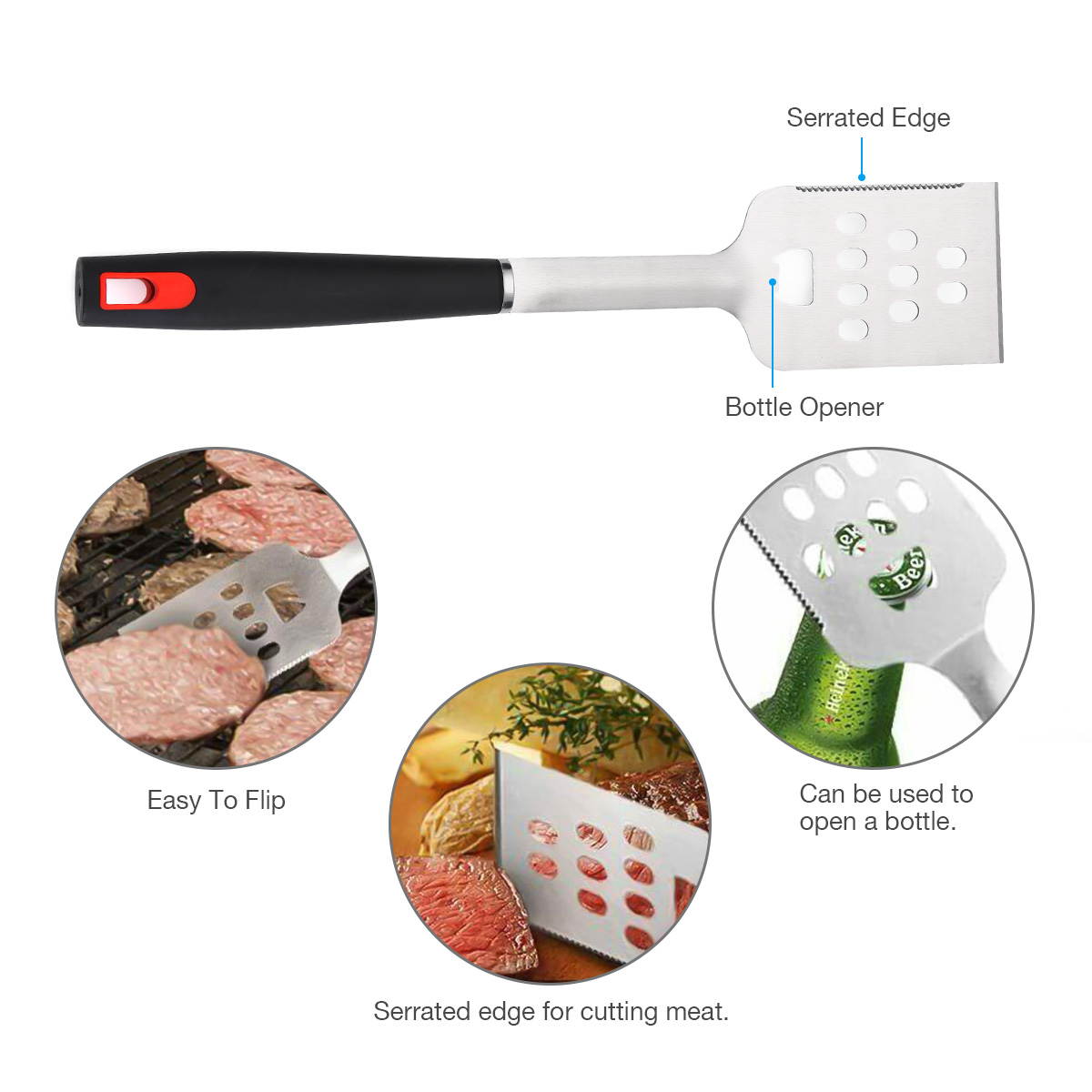 FirstPower 4Pcs Stainless BBQ CLUB Grill Tool Set  Piece-Tongs, Spatula, Fork, Brush