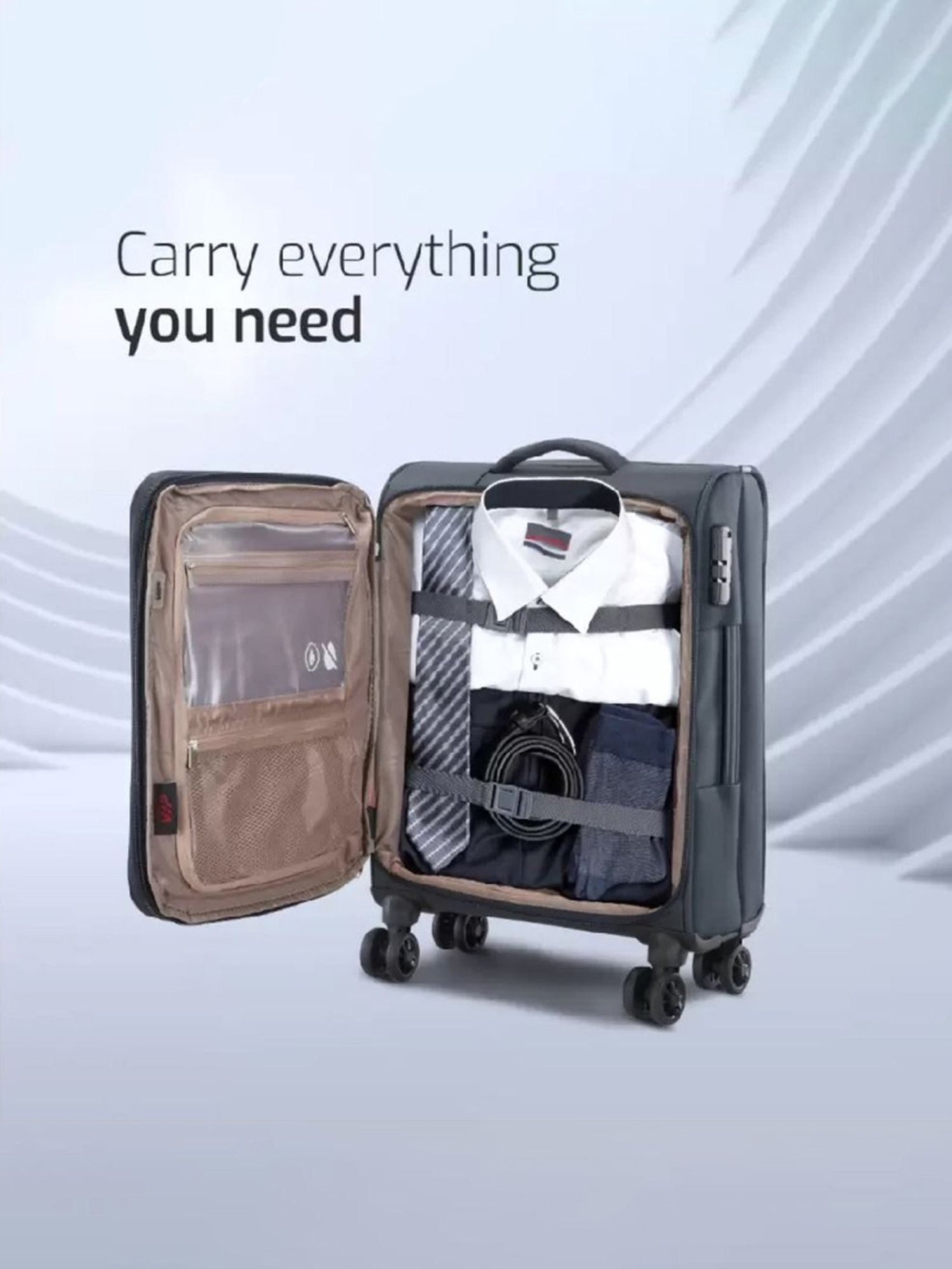 VIP Suprema Grey Solid Soft Cabin Trolley Bag - 24 cm