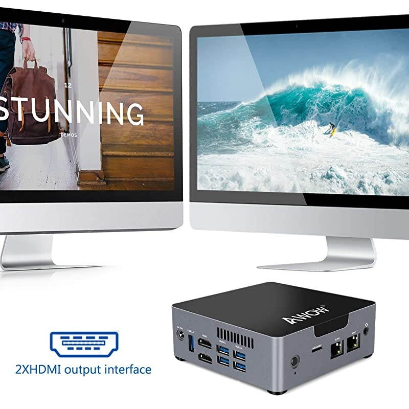 Mini PC  Desktop Computer Intel Celeron N3450 Windows 10 6GB DDR4 128GB SSD/Burst Frequency 2.2/Dual LAN/ 2.4G+5G Dual Band WiFi/4K /Bluetooth/HDMI/5 USB3.0 Ports Micro PC