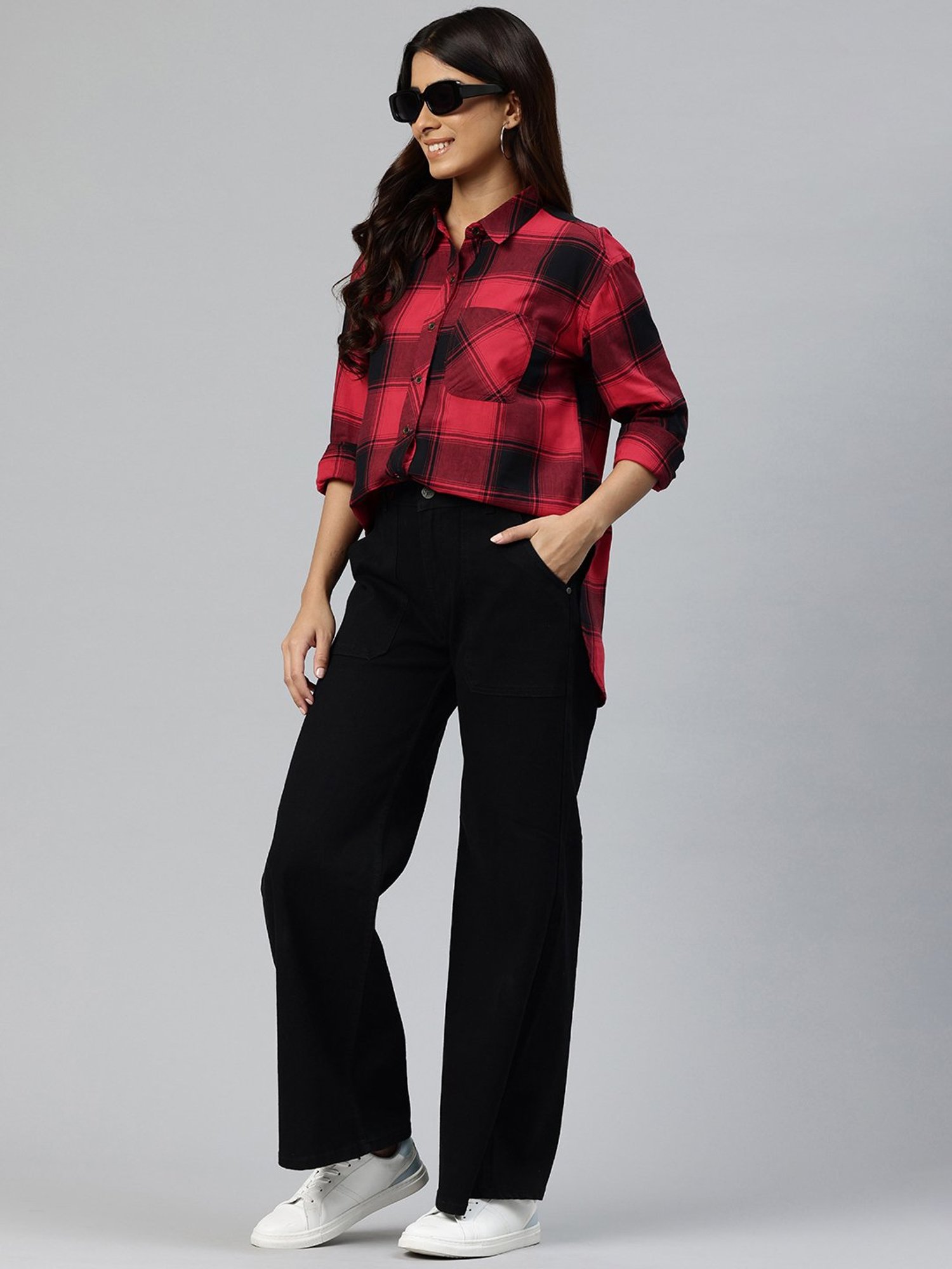 One Femme Red Check Shirt