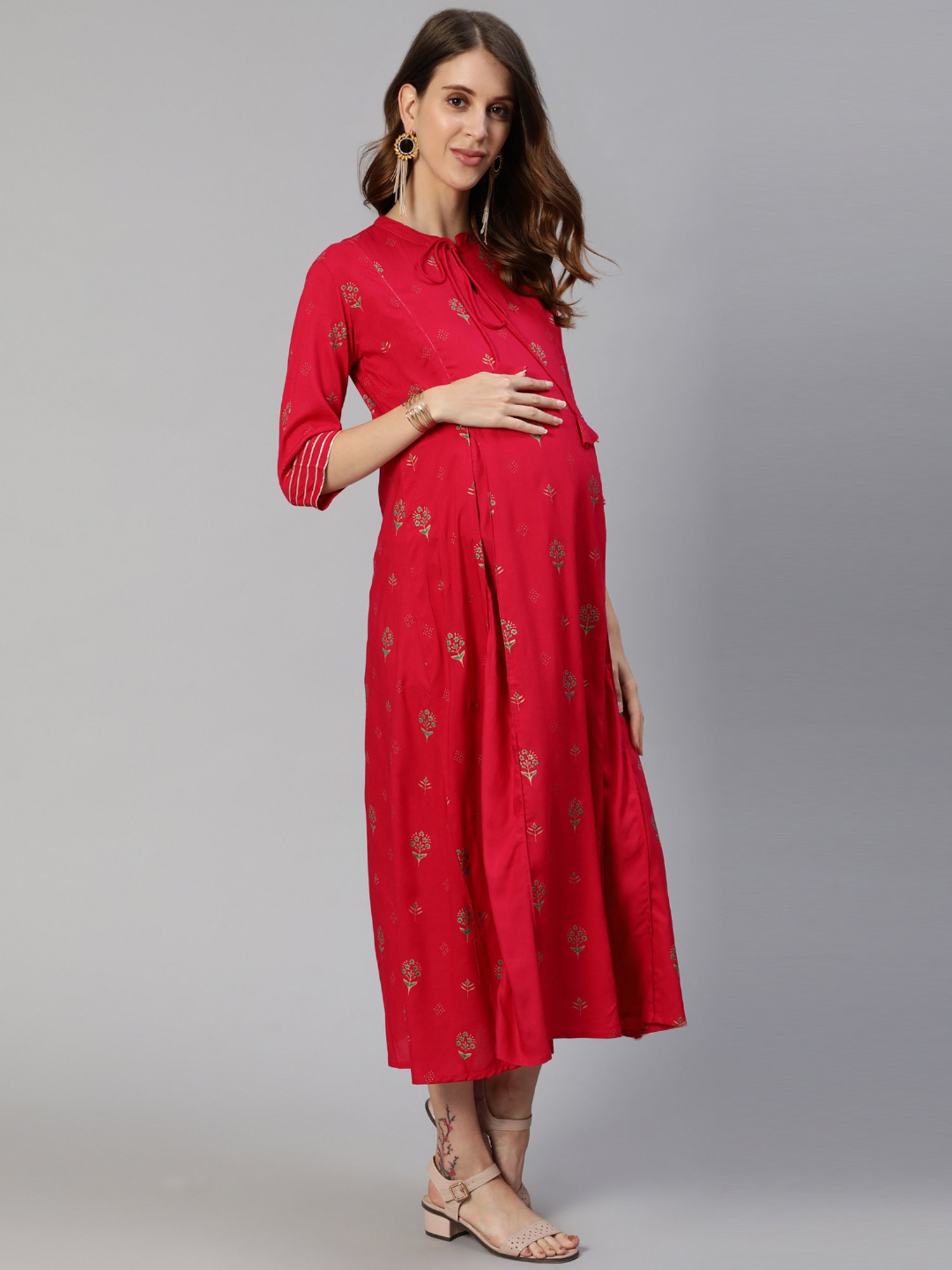 Mine4Nine Multicolor Printed Maternity Kurta