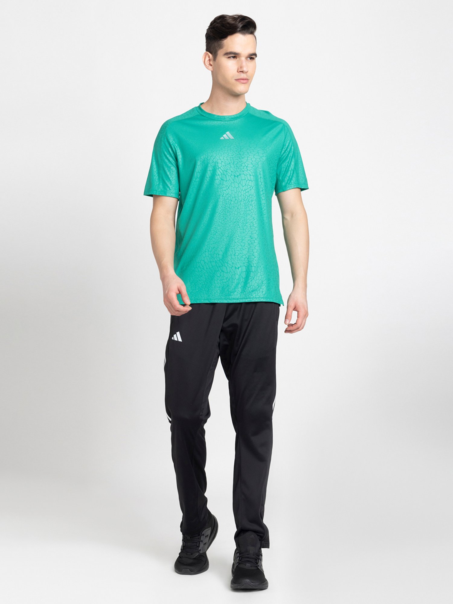 adidas Green Regular Fit Workout PU Print Sports T-Shirt